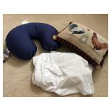 Rooster Woven Decorative Pillow White Sheet &