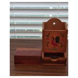 1950s-60s Wooden Matchbox and Match Holder &