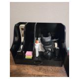 Nice Black Wooden Desk Organizer w/Contents