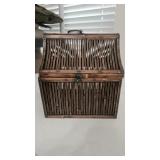 Vintage Bamboo Birdhouse Lidded Basket