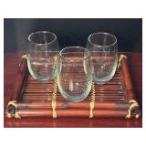 (3) Stemless Glassware Tumblers & Reddish Brown