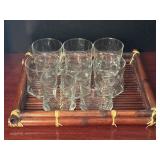 (8) Whiskey Glasses & Reddish Brown Bamboo