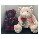 (2) Teddy Bears Romantic Pink & Red