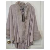 NWT Heidi Daus Tan Faux-fur Trim Cape featuring