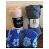 NEW (2) Fleece Throw Blankets & Microplush Throw