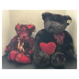 (2) Teddy Bears Romantic at Heart Black &.Red