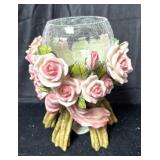 Rose Decorated Candle Holder