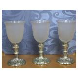 (3) VTG Goblets with Frosted White Glass and