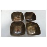 (4) Vintage Hammered Brass Square Decorative