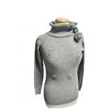 Sz LG Gray Beaded Sweater