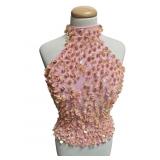 Sz SM Pink Sweater Sequin Top