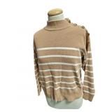 Sz MD Nicole Miller Tan Sweater w/ Gold Buttons