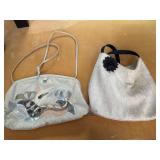 (2) Cream Color Purses Dimensions with Black rose