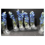 Set of (6) Plastic Boot Mugs w/Faux Bluebonnets