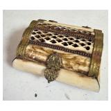 Vintage, Hand-carved Camel Bone and Brass