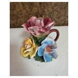 Capodimonte Porcelain Floral Candlestick Holder