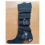 A Pair Dark Green Ribbed Knit Boot Cuffs