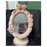 11.5"  Pink Mirror w/Teddy Bears & Flowers