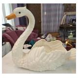 Mid-century Ceramic or Porcelain Swan Planter,