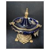 Mid-Century Ornate Cobalt Blue and Gold