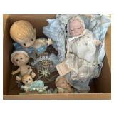Box W/ VTG Porcelain Blue Baby Figurines