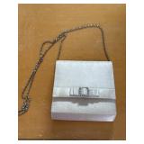 Evening Clutch W/ Folded Bow Trim Square Crystal