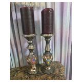(2) Ornate Elephant Candle Holders feature