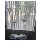 (2) Glass Candle Holders 12" & 11ï¿½