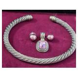 Twisted Cable-style Silver-tone Collar Necklace