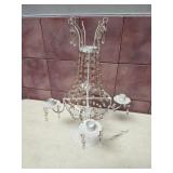 White Metal and Crystal Beaded Candelabra (or