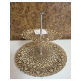 Handmade, Hand-painted Glass 2-Tier Serving