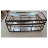 Framed Brass & Mirrored Glass Jewelry Trinket Box