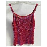 Sz L Y2K Style Red Sequin Cami or Tank Top