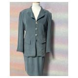 Sz 4 Due per Due 100% Silk 2 Piece Skirt Suit