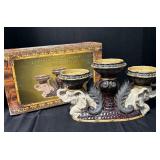 Leather Look Elephant Pillar Candle Stand