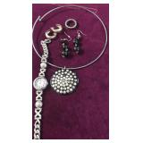 Choker w/Pendant, Watch, (2) Pr Earrings & a Ring