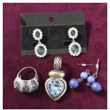 Blue Silverstone Earrings, Pendant &  Ring