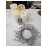 Wireless Candles w/Remote & Beaded Wreath