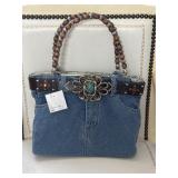 NWT Denim Y2k Jean Purse with Beaded Handle and