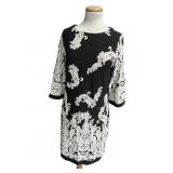 Sz 10 Sandra Darren Black & White Paisley Dress