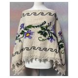 Woven Poncho Cross Stitch Purple Floral