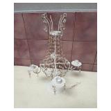 White Metal and Crystal Beaded Candelabra (or