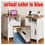 pair Farmhouse Nightstands with Charging Station