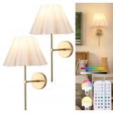 2pc Battery Sconces, Rechargeable RGB Wall Lights