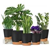5pc GARDIFE Plant Pots, Self Watering, Black.