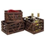 Wooden Nesting Crates, Set of 3, Brown, Farmhouse