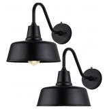 pair Stylish Black Gooseneck Barn Lights, 11"