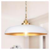 17.7in White & Gold Farmhouse Pendant Light