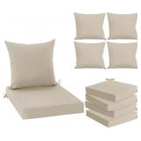 Outdoor Chair Cushions Set, Waterproof, Cream
