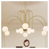 Mid Century Gold Sputnik Chandelier 52"